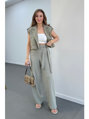 Grace Beli Lastikli Müslin Kumaş Pantolon