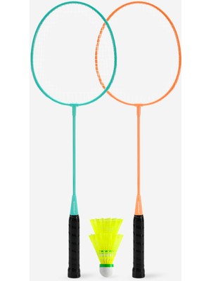 Decathlon Yetişkin Badminton Raket Seti 2'li Turkuaz/Turuncu BR100 Dayanıklı ve Güçlü