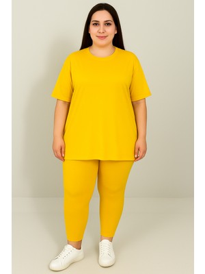 Kadın Büyük Beden Kısa Kollu Tayt Takım 8210-25