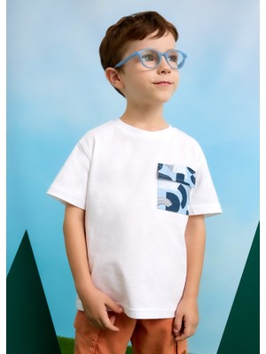 Mayoral 04-10 Yaş Erkek Çocuk Cepli T-Shirt - Beyaz