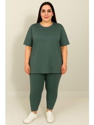 Kadın Büyük Beden Kısa Kollu Tayt Takım 8210-25