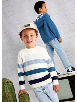 Mayoral 04-10 Yaş Erkek Çocuk Örme Triko Kazak - Beyaz-Mavi