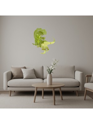 Dinozor Figürlü Çocuk Odası Dekoratif Altın Aynalı Tablosu - UST3667-2929