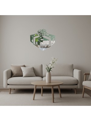 Hediye Kutusu Tasarımlı Dekoratif Duvar Aynalı Tablosu - UST5643-6006