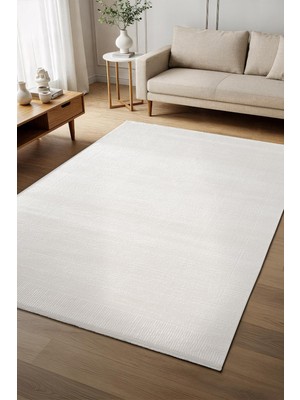 Cotto Cool CL005W Modern Desen Akrilik Beyaz Pamuk Tabanlı Salon Koridor Oturma Yatak Odası Halısı