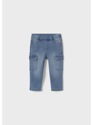 Mayoral 01-04 Yaş Erkek Bebek Kargo Cep Likralı Kot Pantolon - Kot Mavisi