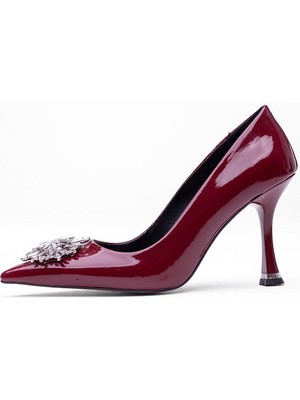 Özel Tasarım Işıltılı Siyah Rugan Zarif Ince Topuklu Sivri Burun Abiye Stiletto Ayakkabı