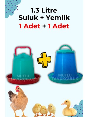 Civciv Başlangıç Suluk ve Yemlik Takım 1.3 Lt Kapasite Keklik Güvercin Suluğu Bıldırcın Yemliği