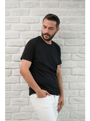 Paul Martin Slimfit Fit Bisiklet Yaka Rayon Kumaş Full Likralı T-Shirt
