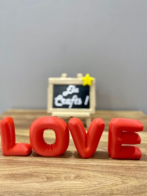 Ela Crafts 3D Kırmızı Balon Love Yazısı | Dekoratif Romantik Masa ve Duvar Süsü