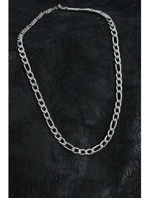 316L Çelik Kalın Figaro Zincir Model Gümüş Renk Erkek Kolye