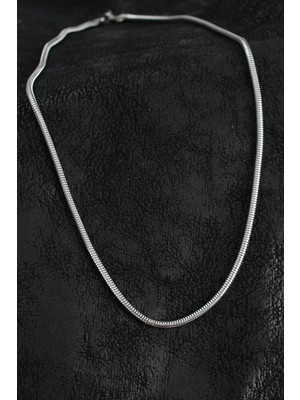 316L Çelik Oval Italyan Zincir Model Gümüş Renk Erkek Kolye