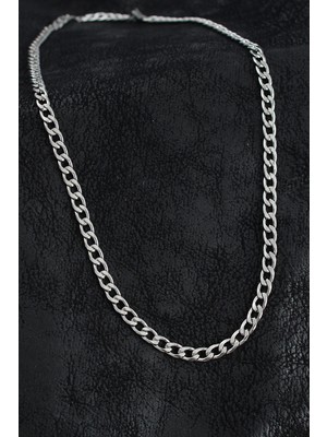 316L Çelik Kalın Klasik Zincir Model Gümüş Renk Erkek Kolye