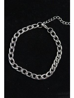 316L Çelik Kalın Klasik Model Gümüş Renk Erkek Bileklik