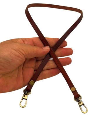 Angel Çanta Aksesuar Gerçek Deri Spagetti Model Kızıl Kahve Renk 65 cm Çanta Sapı Antik Metalli