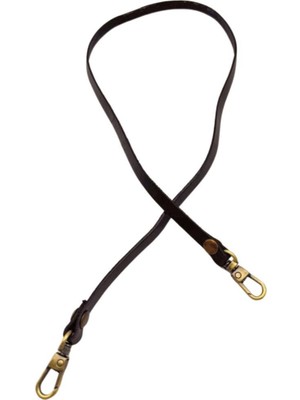 Angel Çanta Aksesuar Gerçek Deri Spagetti Model Koyu Kahve Renk 65 cm Çanta Sapı Antik Metalli