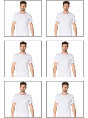 6'lı Paket Erkek Ribana Esnek Rahat Kapalı Yaka Yarım Kol Atlet Fanila