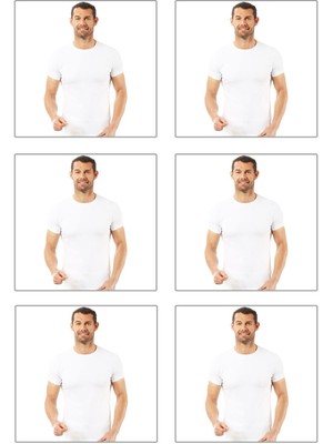 6'lı Paket Erkek Pamuklu Kapalı Sıfır Yaka Yarım Kol Fanila Tişört