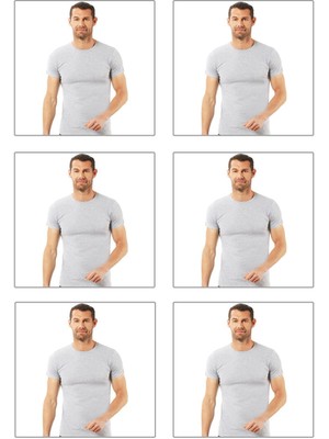 6'lı Paket Erkek Pamuklu Kapalı Sıfır Yaka Yarım Kol Fanila Tişört