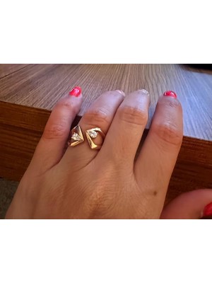 Vıp Seri Damla Zirkon Taşlı Rose Gold Yüzük