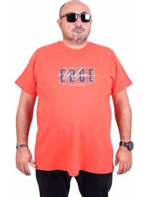 Mocgrande Erkek Büyük Beden Sıfır Yaka Tişört Edge 25190 Nar Çiçeği
