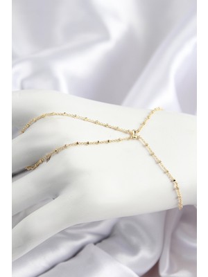 Pirinç Boncuk Zincirli x Model Gold Renk Kadın Şahmeran