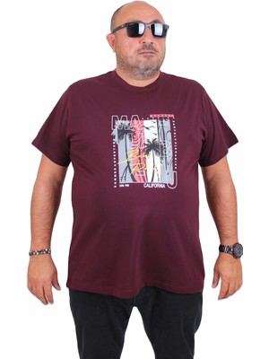 Mocgrande Erkek Büyük Beden Sıfır Yaka Tişört Beach Party 25191 Murdum