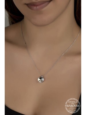 Crystal Taşlı  Top  Zincir 925 Ayar Gümüş Kolye