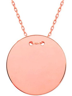 Yuvarlak Plaka Rose 925 Ayar Gümüş Kadın Kolye