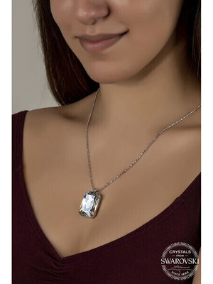  Crystal Taşlı  Top Zincir 925 Ayar Gümüş Kolye