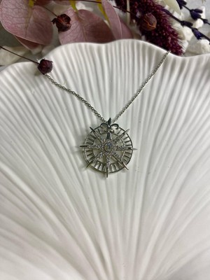 Halka Içi Yıldız Zirkontaş 925 Ayar Gümüş Kolye