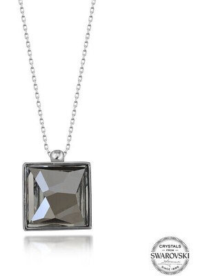  Crystal Taşlı Kare 925 Ayar Gümüş Kolye