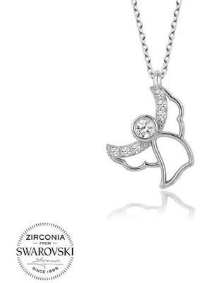 Taşlı Melek 925 Ayar Gümüş Kolye