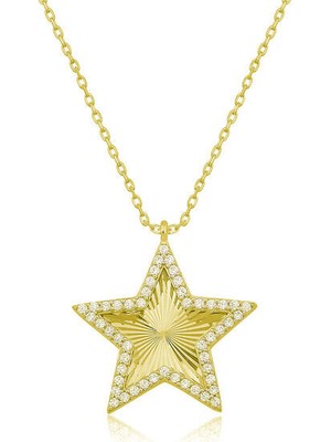 Gold Fırfır Desen 925 Ayar Gümüş Kolye