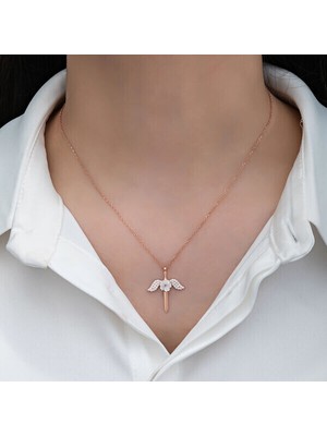 Manolya Çiçegi Melek 925 Ayar Gümüş Kolye