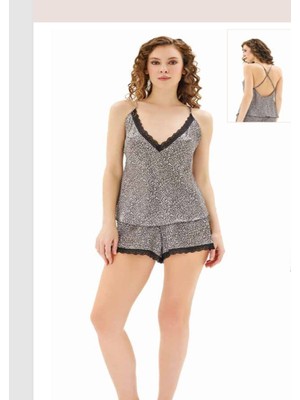 Iç Giyim Moongirl Saten Şortlu Gecelik Takım