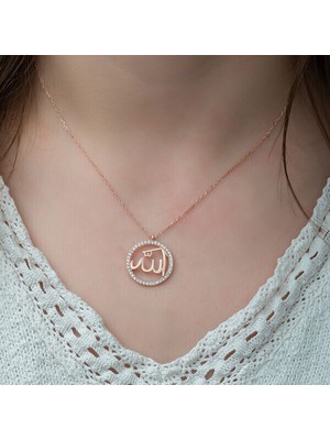 Rose Arapca Allah Muhammet Yazılı 925 Ayar Gümüş Kolye