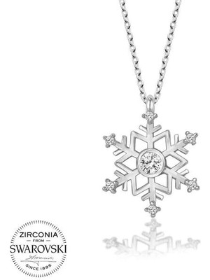  Taşlı Kar Tanesi 925 Ayar Gümüş Kolye