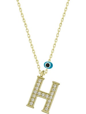 H Harfi Gold 925 Ayar Gümüş Kadın Kolye