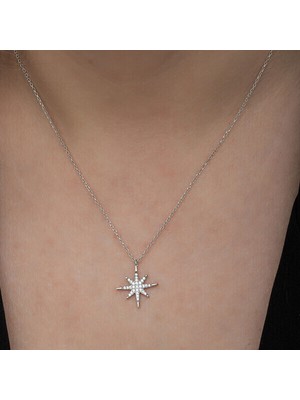 Kutup Yıldızı 925 Ayar Gümüş Kadın Kolye