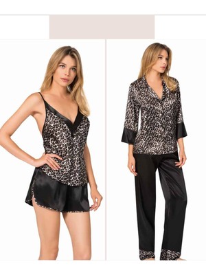 Iç Giyim Moongirl Saten Gecelik Set Takım