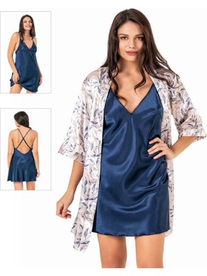 Iç Giyim Moongirl Saten Kısa Ikili Gecelik Takım