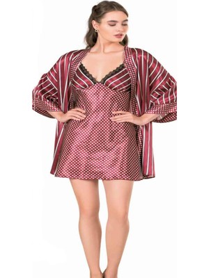 Iç Giyim Moongirl Saten Kısa Ikili Gecelik Takım