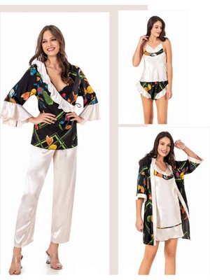 Iç Giyim Moongirl Saten Gecelik Set Takım