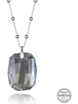  Crystal Taşlı Baget  Top  Zincir 925 Ayar Gümüş Kolye