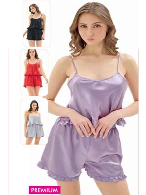 Iç Giyim Moongirl Fantezi Saten Şortlu Takım Gecelik