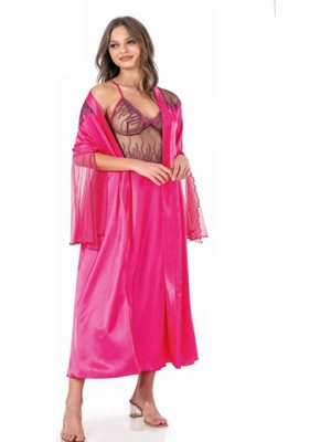 Iç Giyim Moongirl Saten Uzun Ikili Gecelik Takım