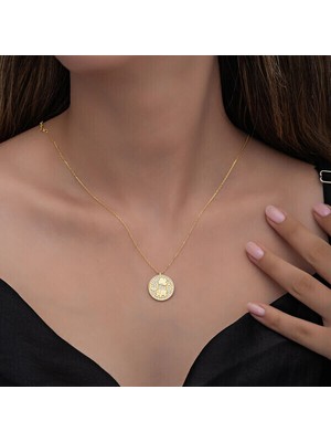 Gold Fil Motifli Şans 925 Ayar Gümüş Kadın Kolye