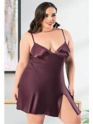 Iç Giyim Miss Laris Saten Büyük Beden Gecelik