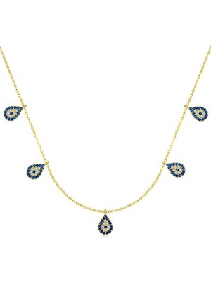 Gold Nazarlı Şans 925 Ayar Gümüş Kadın Kolye